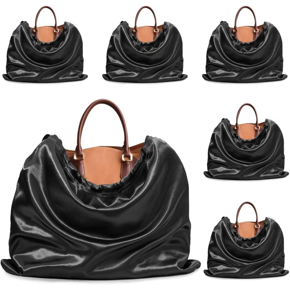 PURSE DUSTCOVERS - BLACK HEAVY SATIN - 15 X 20 INCHES - SET OF 3